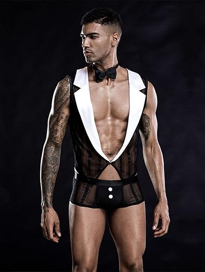 Image of Playing as a sexy uniform erotic lingerie 22 bar waiter nightclub SY male servant J gay 7 outfits gay European